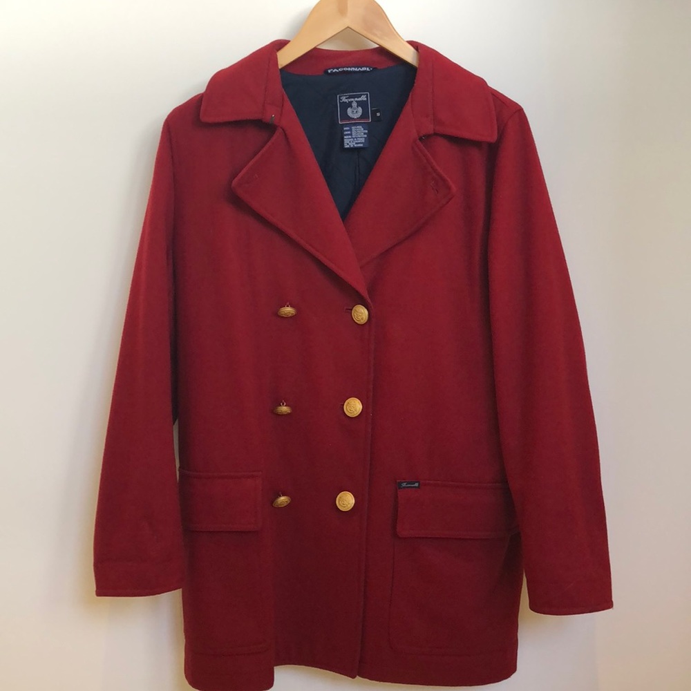 Faconnable Wool Blend Peacoat - Red